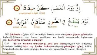 NEBE (AMME) Suresi Tecvidli yavaş okuyuş Mükemmel Kıraat