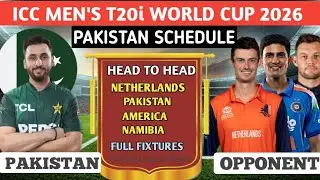 PAKISTAN CRICKET SCHEDULE FOR ICC MEN'S T20i WORLD CUP 2026 | CRICKET NEWS UPDATE