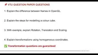 Computer Graphics BCS515A | MOST IMPORTANT & EXPECTED QUESTIONS | 5th Sem VTU Exam.