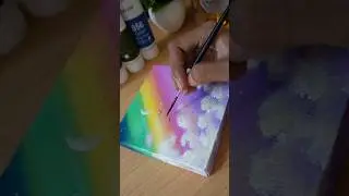 Easy Rainbow 🌈 Acrylic painting / Clouds Painting with Sponge/Easy Acrylic Painting/Short