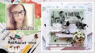 Mixed media card - tutorial 'cat lover'