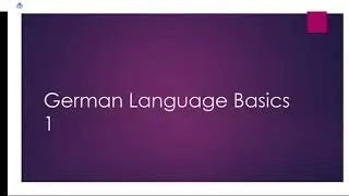 German Language Basics 1