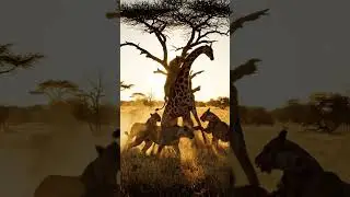 🦁🦒 Lions vs Giraffe | Battle for Survival | Cinematic Wildlife Encounter #wildlifeshorts #wildlife