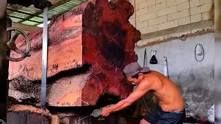 &ldquo;Nerve-racking&rdquo; | Milling a Massive Rare Hardwood Log #woodworking