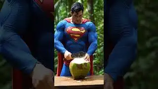 super man job cutting coconut 🥥🔪#superman #cutting#coconut #fantasy #ai