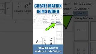 How to Create Matrix in Ms word | Mathematics in MS Word | Maths Equation in Ms word