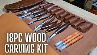 Wood Carving Kit | Deluxe 18 Pc Wood Carving Kit with Leather Case