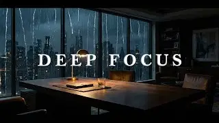 Deep Focus Music for Work & Concentration 🌧️ Dark Office Ambience with Rain & Storm