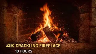 4K Traditional Fireplace for Sleep 10 Hours | Crackling Fire Sounds (No Music)