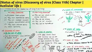 |Status of virus |Discovery of virus |Class 11th| Chapter |Acellular life |