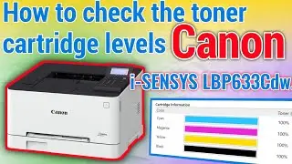 How to check the toner cartridge levels on the Canon i-SENSYS LBP633Cdw printer.Checking supply stat