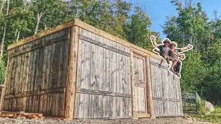 Our PALLET BARN Looks 100 YEARS OLD!  Adding Aged Pine Siding To The Goat Barn