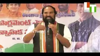 TPCC President  Uttam Kumar Reddy addressing the brainstorming session with Congress leaders o