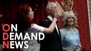 Protesters SLAM Cake in King Charles Waxwork's Face