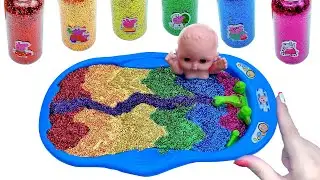 Satisfying Video | 5 Minutes Mixing Sprinkle Glitter & Make Up in  Bathtubs with Magic M&M's Slime