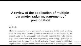 A review of the application of multiple parameter radar measurement of precipitation