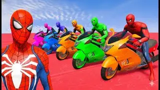 الأبطال الخارقين على القضبان دوامة قمع جسر - SPIDER-MAN!on Motorcycle in Spiral Bridge Stunt Ride