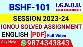 BSHF 101 Solved Assignment 2023-24 English, BSHF 101 Solved Assignment 23-24, BSHF-101 Assignment