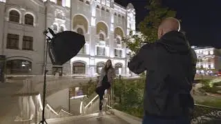 Вечерняя съемка на смартфон с помощью вспышки  Profoto A10.