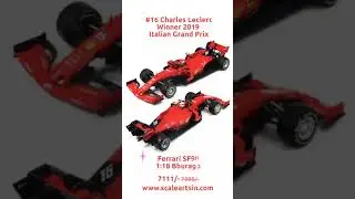 2019 Ferrari SF90 F1 #16 Charles Leclerc Winner Italian GP 1:18 Bburago Scale Model