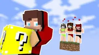 JJ Was Left Alone with the Girls and Lucky Blocks in a One Block World – minecraft animation