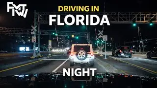 POV Night Driving Florida 🇺🇸 Calm City Lights + Road Sounds (ASMR)