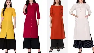 How to style black palazzo with plain kurti||black palazzo pants with kurti