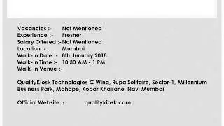 QualityKiosk  Mega walkin drive