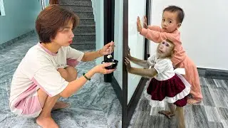 Stubborn kids! Monkey Kaka and Diem are lazy to eat