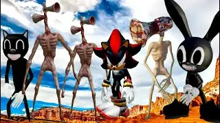 Team Siren Head vs ninja turtle and black cat, sonic | Siren Head Best Monster Battle vs merong