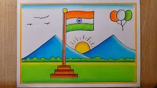 Very easy Republic Day drawing| Republic day poster drawing| Happy Republic day drawing| India Flag