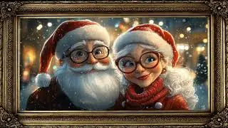 2-Hour Santa & Mrs. Claus with Snow Frame TV Art | Christmas Scene with Tree Wallpaper Frame TV Art