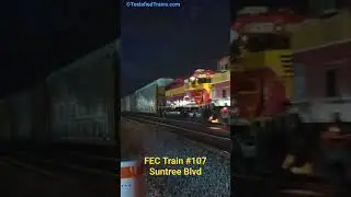 FEC Train#107 Suntree Blvd #107 #railfan #florida #melbournefl #train #short #shorts #night #fec