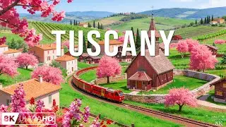 Tuscany Spring 8K 🇮🇹 | Rolling Hills, Vineyards, Red Train & Timeless Italian Villages