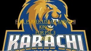 Full Players list Of karachi kings psl 3 2018
