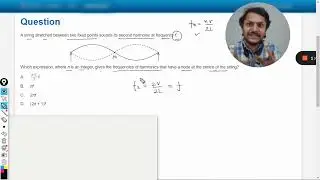 A string stretched between two fixed points sounds its second harmonic at frequency f.