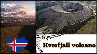Hverfjall / Hverfell volcano near Myvatn lake and Grjotagja cave in Iceland - drone aerial
