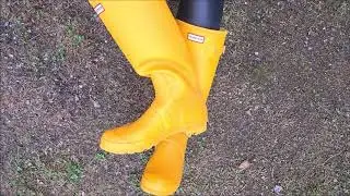 Hunter Original Tall gelb mit Latexleggings
