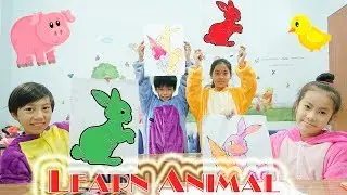 Kids Go To School Learn Colors with Sheep Rabbit Animals The Finger Family Song Nursery Rhymes