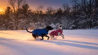 Dogs Playing Out in the Snow