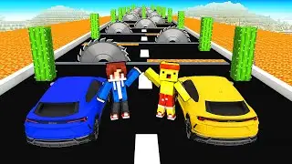 Kiko y Lucho en el CAR RUN CHALLENGE m&aacute;s loco de Minecraft! 🏁🚗