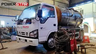 ISUZU 600P 5000L vacuum tank truck cesspit emptier truck production line Italy import MORO
