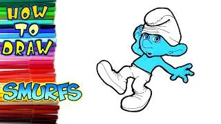 How to draw Clumsy The Smurfs - learn to draw - drawing lessons - coloring pages - paint