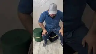 Pouf en bois et tissu tr&egrave;s joli et robuste en promotion 😍