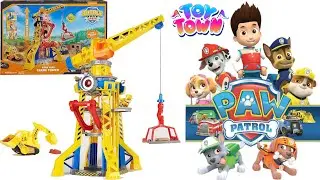 Paw Patrol Toy Rubble and Crew Bark Yard Crane Unboxing and Play!!!