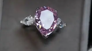 Big Pink pear cut diamond ring, Pink diamond engagement ring, pink teardrop diamond engagement ring