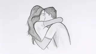 How to draw a couple embracing, easy drawing.