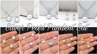 silver Pearl Pandent Sat  With Price |Latest Pearl Pandent Sat Designs @aamloeejewellery