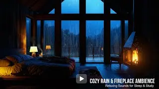 Fireplace & Rain Sounds in a Wooden Cabin | Cozy Night Ambience for Sleep