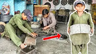 Rebuilding Truck Brake Leather || Replacing  Process Truck Brake Pads in pakistan.